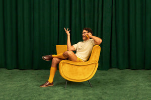 Comfortable Brown Amberjack shoes being worn in boxers