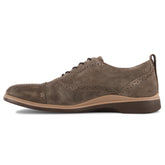 The Cap-Toe Dress Shoe by Amberjack in Slate Grey Suede - Medial View