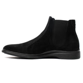 The Chelsea Boot by Amberjack in Midnight Black Suede - Medial Side View