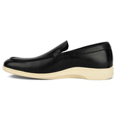 The Loafer by Amberjack in Obsidian & Cream Black Leather - Medial View