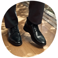 The Original in Obsidian black full-grain leather close up photo